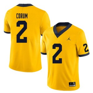 Michigan Wolverines Blake Corum #2 Yellow Men Stitch Jersey Brand Jordan