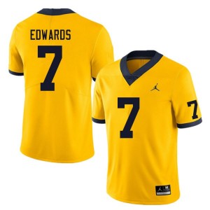 Michigan Wolverines Donovan Edwards #7 Yellow Men Stitch Jersey Brand Jordan
