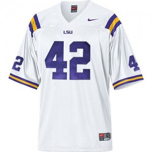 Youth(Kids) LSU Tigers #42 Michael Ford White Nike Jersey