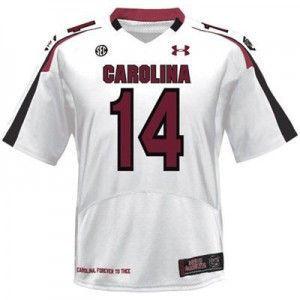 Men South Carolina Gamecocks #14 Connor Shaw White Under Armour Stitch Jersey