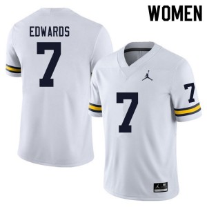 Michigan Wolverines Donovan Edwards #7 White Womens Limited Jersey Brand Jordan