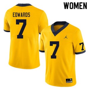 Michigan Wolverines Donovan Edwards #7 Yellow Womens Limited Jersey Brand Jordan