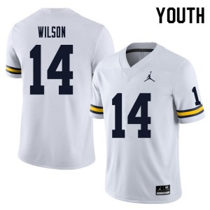 Brand Jordan Michigan Wolverines Roman Wilson #14 White Youth(Kids) Limited Jersey
