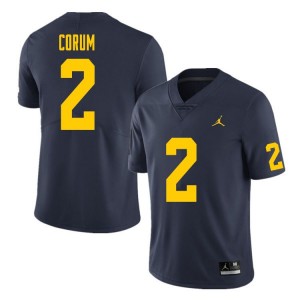 Michigan Wolverines Blake Corum #2 Navy Men Stitch Jersey Brand Jordan
