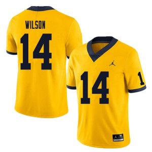 Michigan Wolverines Roman Wilson #14 Yellow Men Limited Jersey Brand Jordan