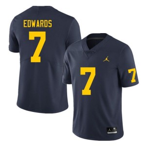 Michigan Wolverines Donovan Edwards #7 Navy Men Stitch Jersey Brand Jordan