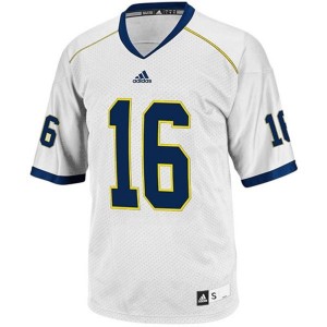 Men Michigan Wolverines #16 Denard Robinson White Adidas Stitch Jersey