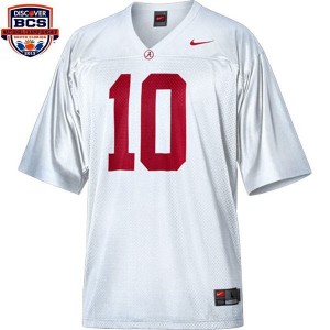 Men Alabama Crimson Tide #10 Tide A.J. McCarron White BCS Bowl Patch Nike Stitch Jersey