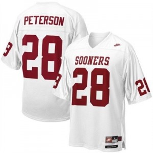 Men Oklahoma Sooners #28 Adrian Peterson White Nike Stitch Jersey