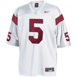 Men USC Trojans #5 Reggie Bush White Nike Stitch Jersey