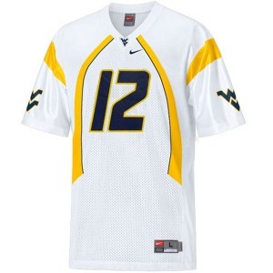 Youth(Kids) West Virginia Mountaineers #12 Geno Smith White Nike Jersey