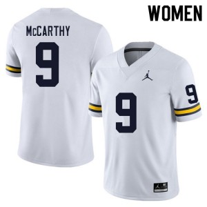 Michigan Wolverines J.J. McCarthy #9 White Womens Stitch Jersey Brand Jordan
