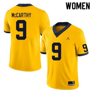 Michigan Wolverines J.J. McCarthy #9 Yellow Womens Stitch Jersey Brand Jordan