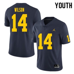 Brand Jordan Michigan Wolverines Roman Wilson #14 Navy Youth(Kids) Limited Jersey