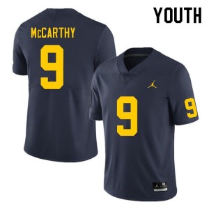 Michigan Wolverines J.J. McCarthy #9 Navy Youth(Kids) Stitch Jersey Brand Jordan