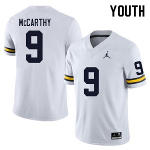 Michigan Wolverines J.J. McCarthy #9 White Youth(Kids) Stitch Jersey Brand Jordan