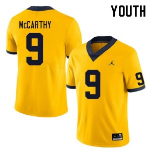 Michigan Wolverines J.J. McCarthy #9 Yellow Youth(Kids) Stitch Jersey Brand Jordan
