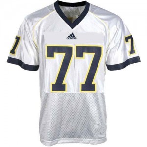 Men Michigan Wolverines #77 Taylor Lewan White Adidas Stitch Jersey