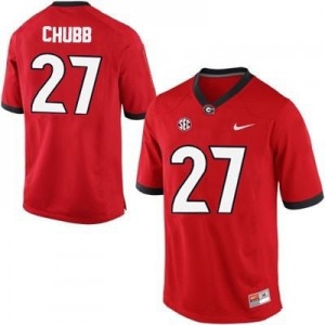 Men Georgia Bulldogs #27 Nick Chubb Stitch Jersey - Red