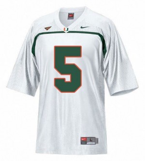Men Miami Hurricanes #5 Andre Johnson White Nike Stitch Jersey