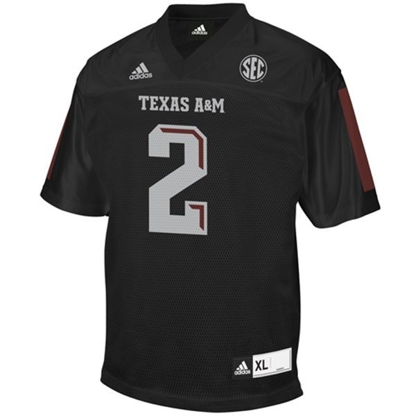 Texas A&M Aggies Johnny Manziel #2 Black Men Stitch Jersey Adidas